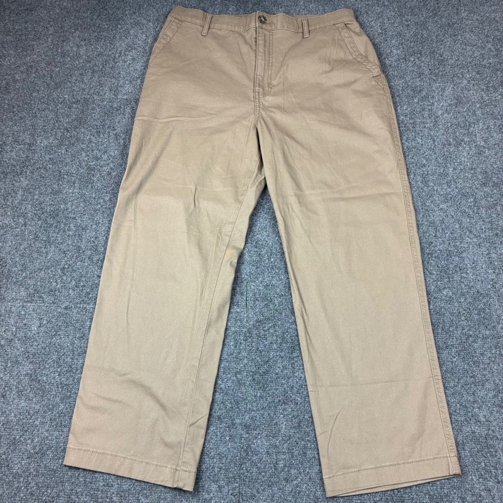 GH‎ Bass & Co Mens Khaki Chino Pants Straight Leg Tan Size 12 Elastic Waist